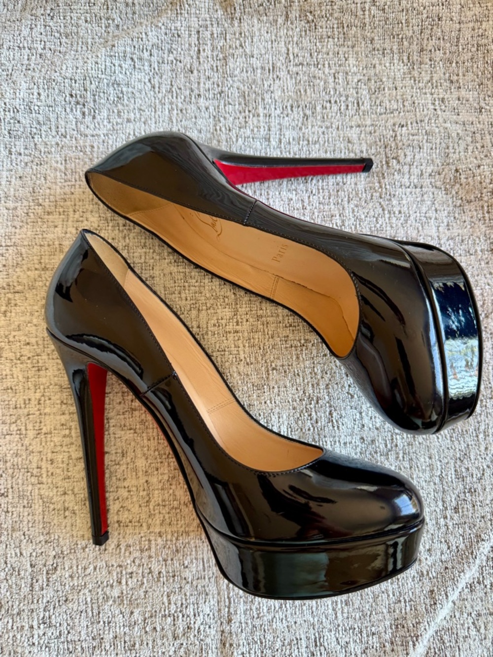 Christian Louboutin Black Patent Bianca 140 Pumps - 37.5